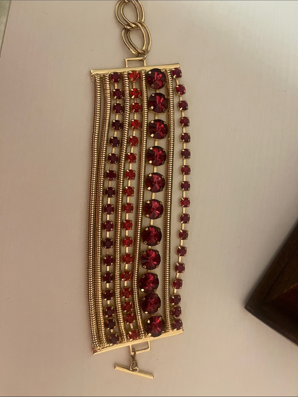 Lane Bryant Gold-Tone Bracelet with Red Rhinestones
